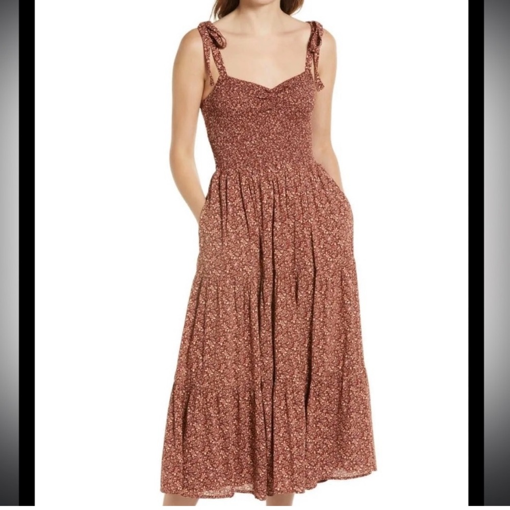 MADEWELL Lucie Tie-Strap Tiered Midi Dress in Florentine Floral